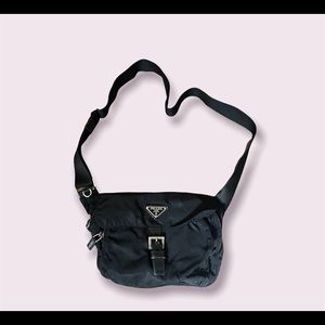 AUTHENTIC PRADA Vela Triangle Logo Small Flap Black Nylon Bag crossbody - COA!